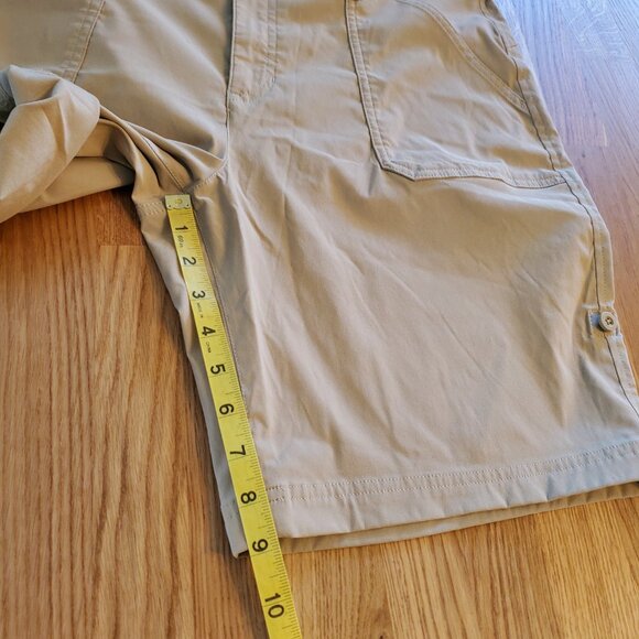 EDDIE BAUER Roll Tab Bermuda Shorts Nylon Blend Hiking Beige Tan Khaki Womens 12 - Picture 13 of 14